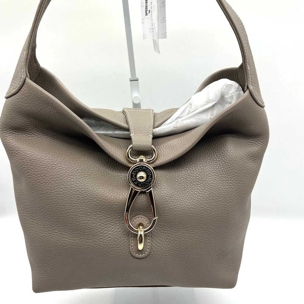 Dooney & Bourke NWT Lucca Logo Lock Hobo Taupe